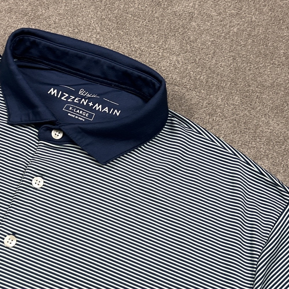 Mizzen Main Mens Polo Shirt XL Phil Mickelson Golf Performance Stretch Striped